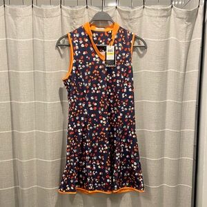 Callaway Navy Floral Golf/Tennis dress with Orange Collar